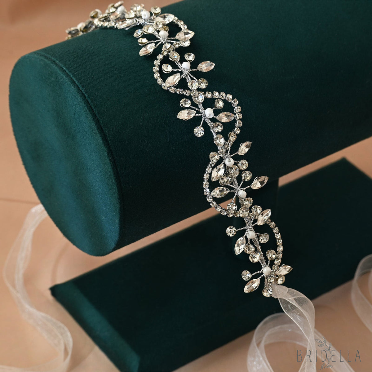 Silver Rhinestone Bridal Headband Bridella BHP266-S - Silvery - HEADWEAR