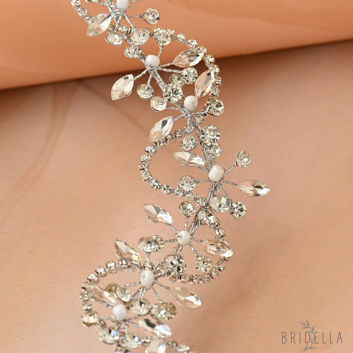 Silver Rhinestone Bridal Headband Bridella BHP266-S - Silvery - HEADWEAR