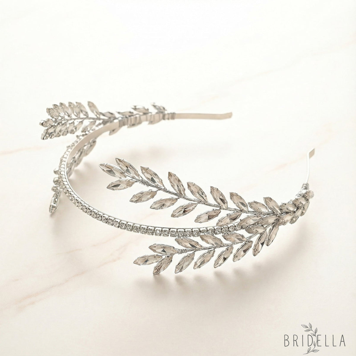 Silver Rhinestone Bridal Headband Bridella BHP528-S - Silvery - HEADWEAR