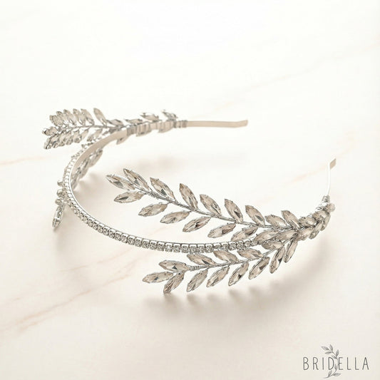 Silver Rhinestone Bridal Headband Bridella BHP528-S - Silvery - HEADWEAR