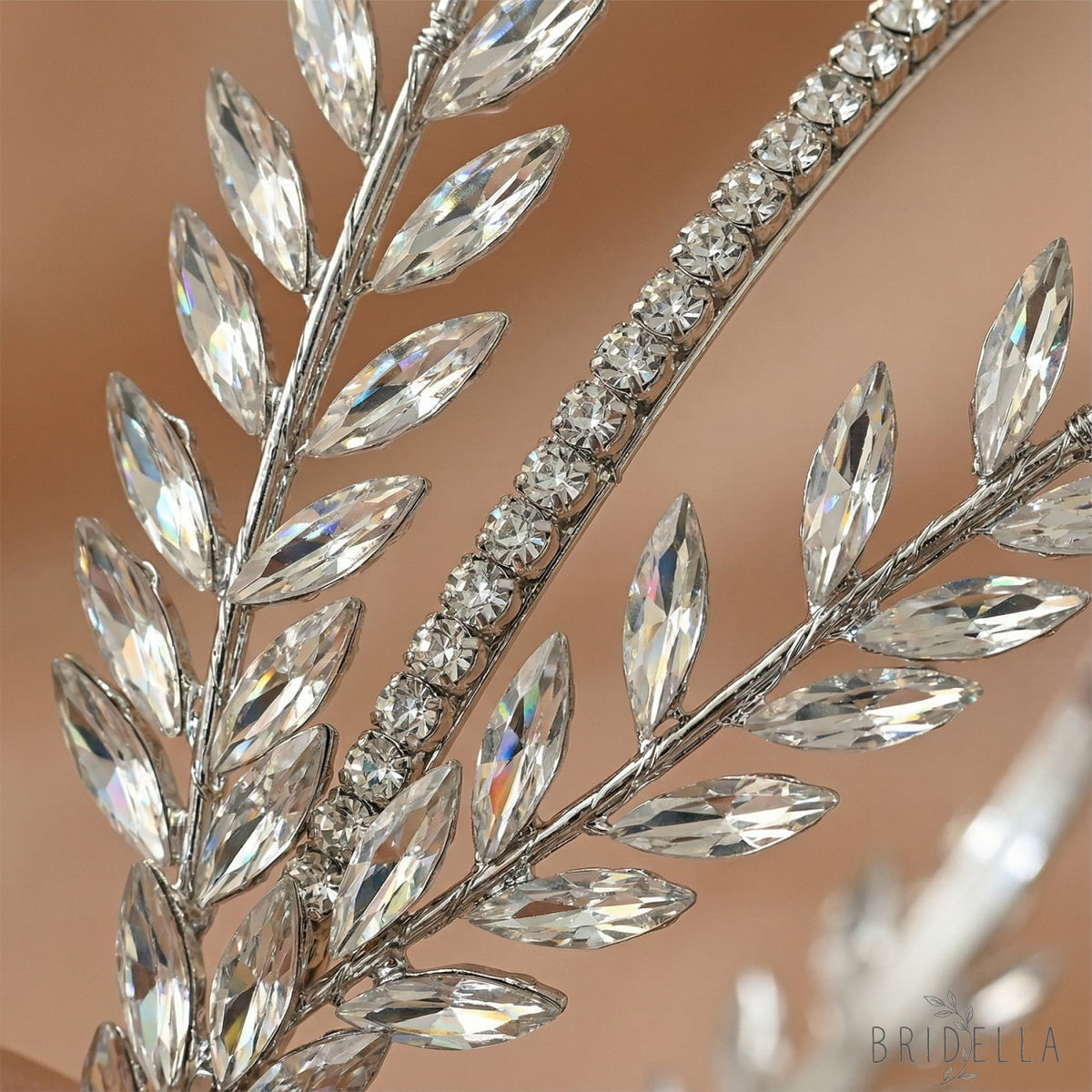 Silver Rhinestone Bridal Headband Bridella BHP528-S - Silvery - HEADWEAR