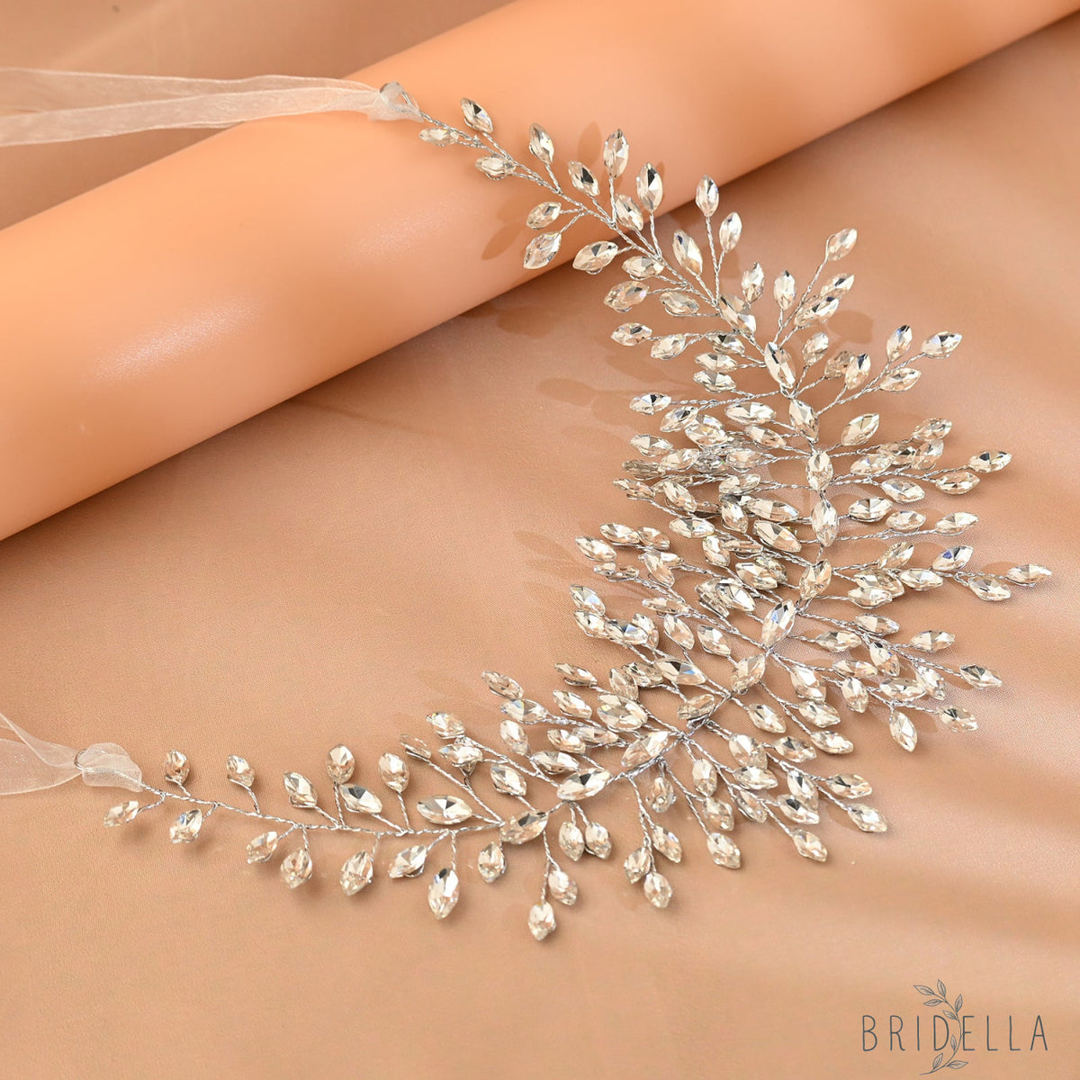 Silver Rhinestone Bridal Headband for Wedding - Bridella BHP237-S