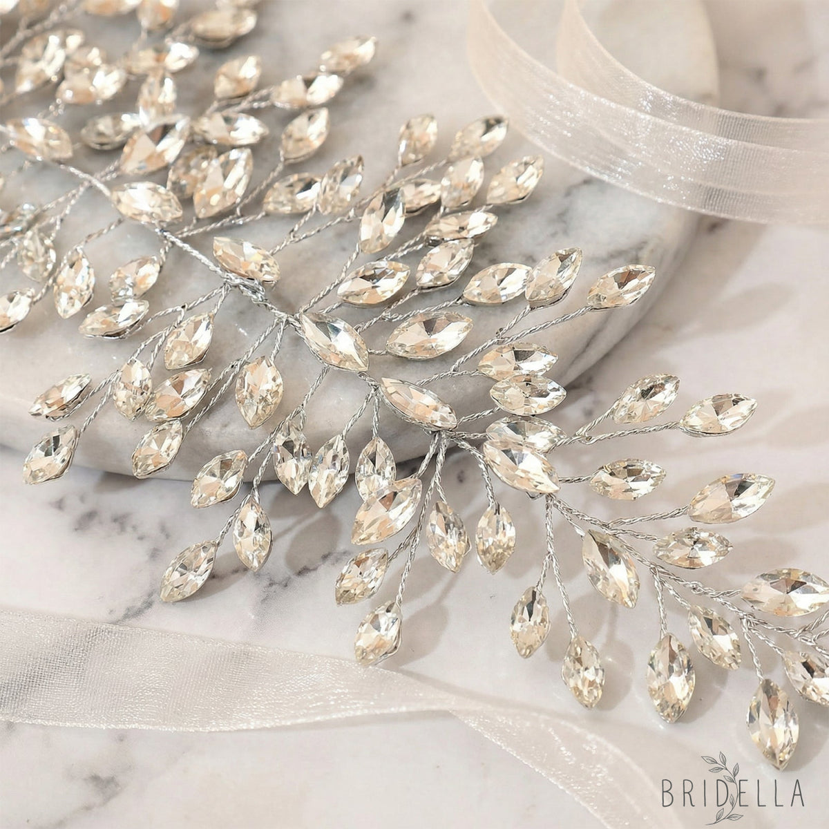 Silver Rhinestone Bridal Headband for Wedding - Bridella BHP237-S