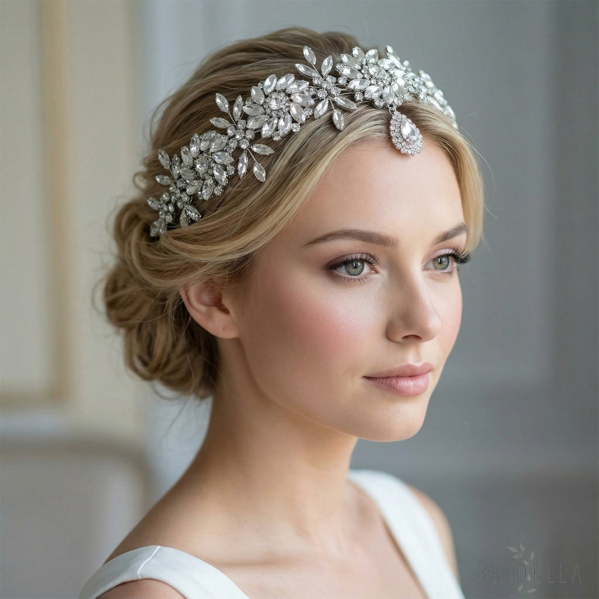 Silver Rhinestone Bridal Headband Hairpiece - Bridella BHP440-S - Silvery - HEADWEAR