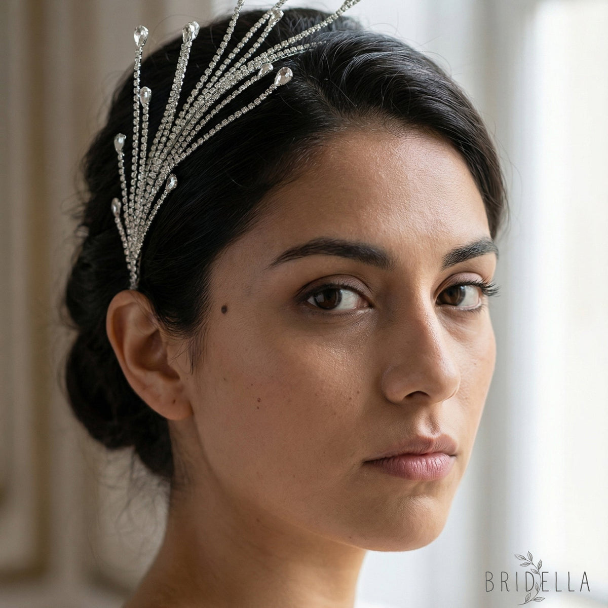 Silver Rhinestone Bridal Headband Hairpiece - Bridella BHP494-S - Silvery - HEADWEAR