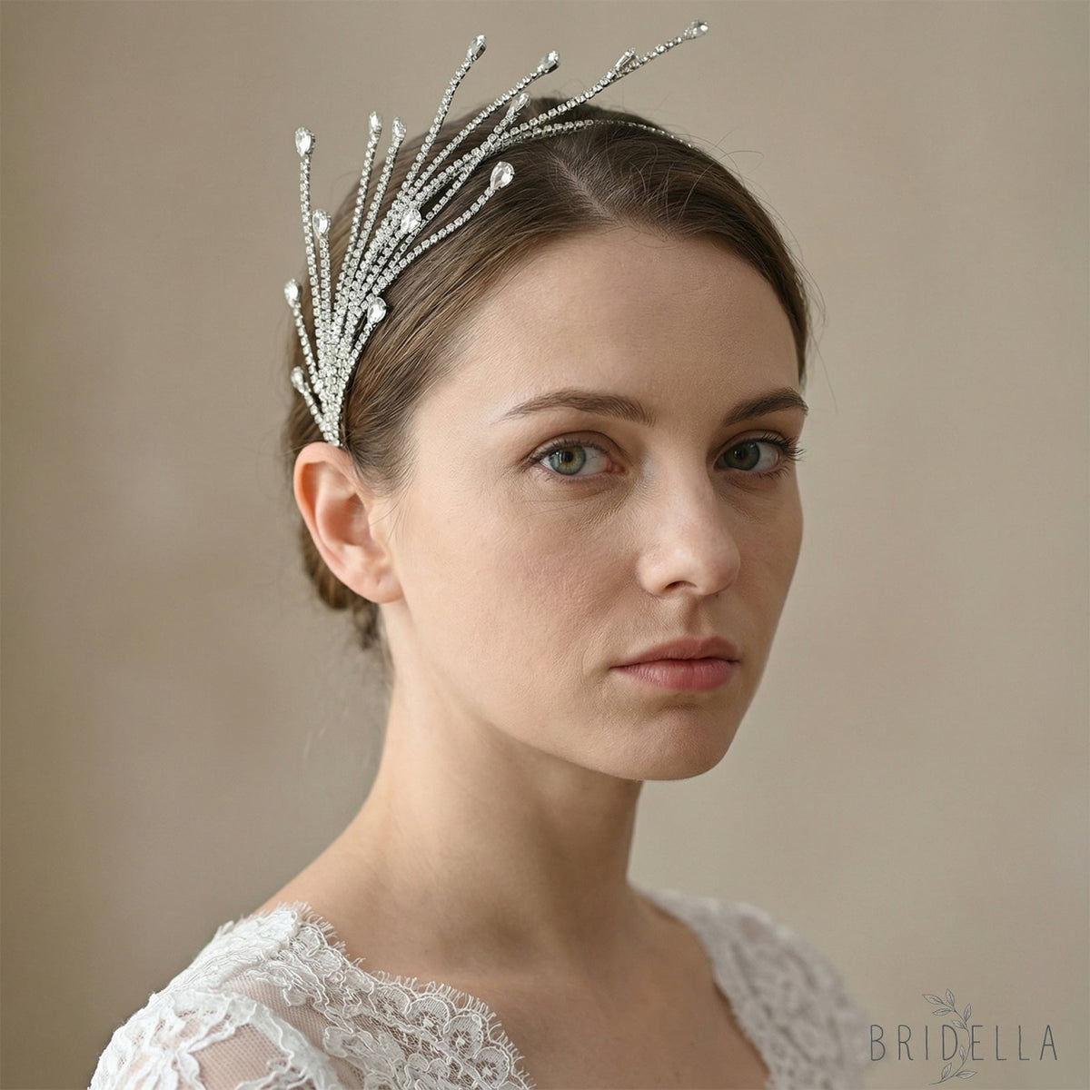 Silver Rhinestone Bridal Headband Hairpiece - Bridella BHP494-S - Silvery - HEADWEAR