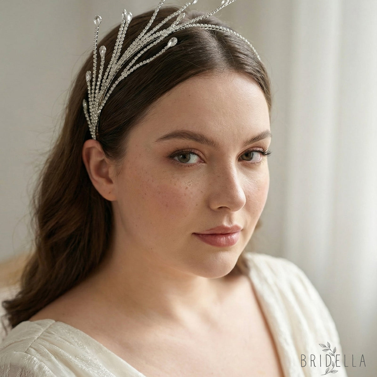 Silver Rhinestone Bridal Headband Hairpiece - Bridella BHP494-S - Silvery - HEADWEAR