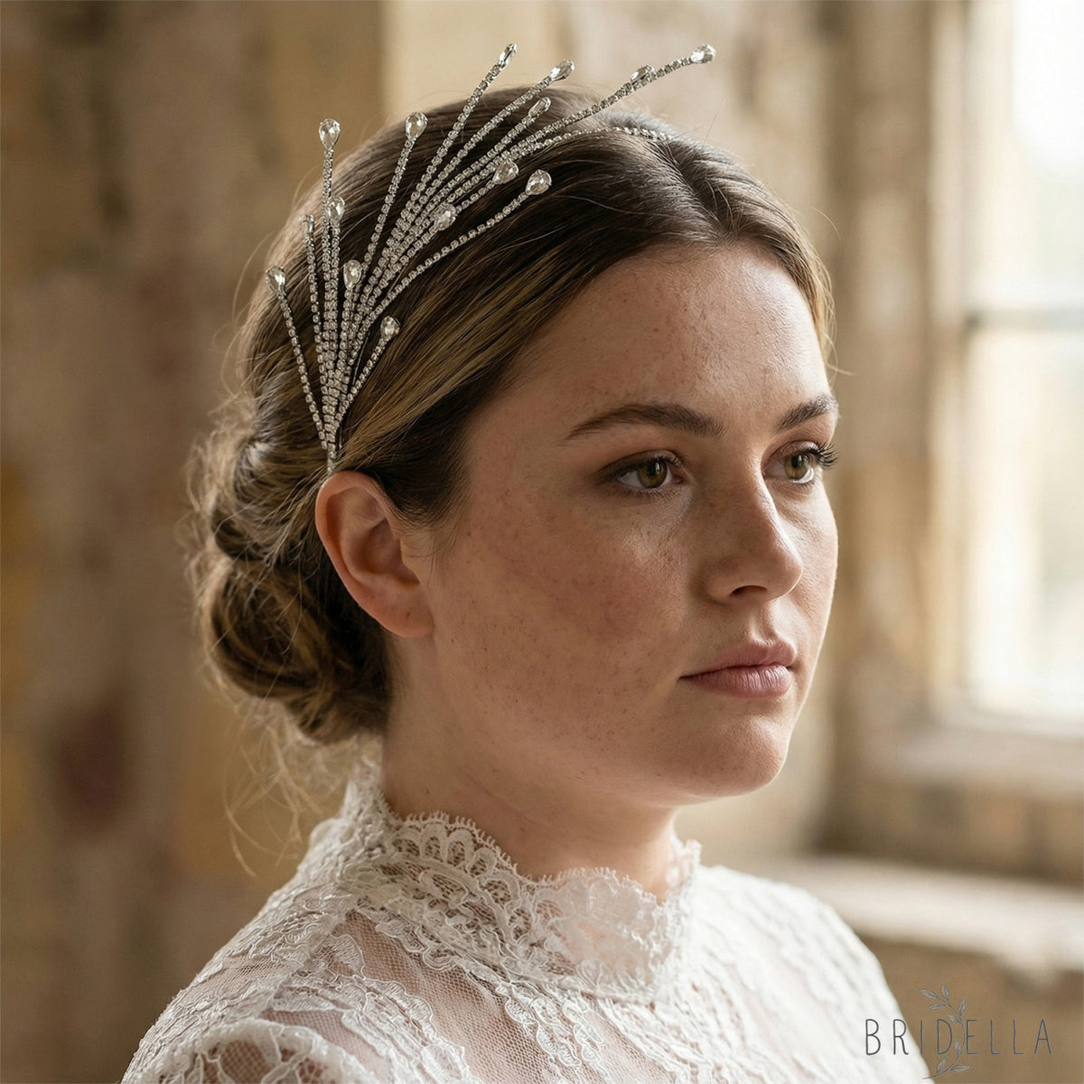 Silver Rhinestone Bridal Headband Hairpiece - Bridella BHP494-S - Silvery - HEADWEAR