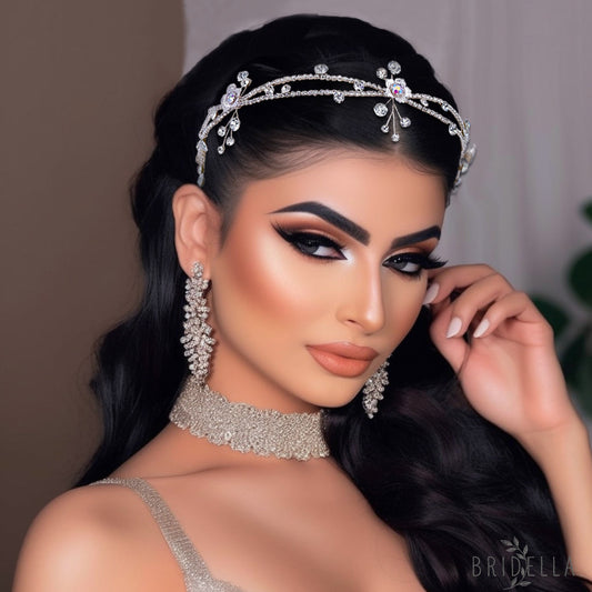 BHP548-S silver rhinestone headband