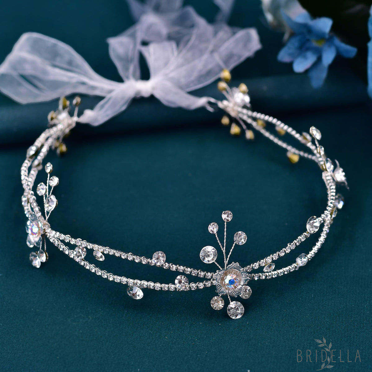 BHP548-S silver rhinestone headband