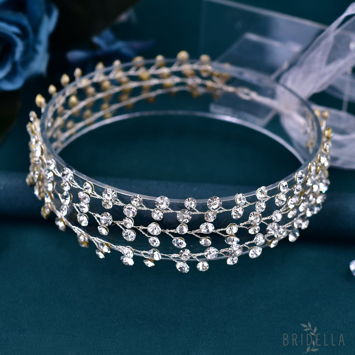 BHP552-S silver rhinestone headband