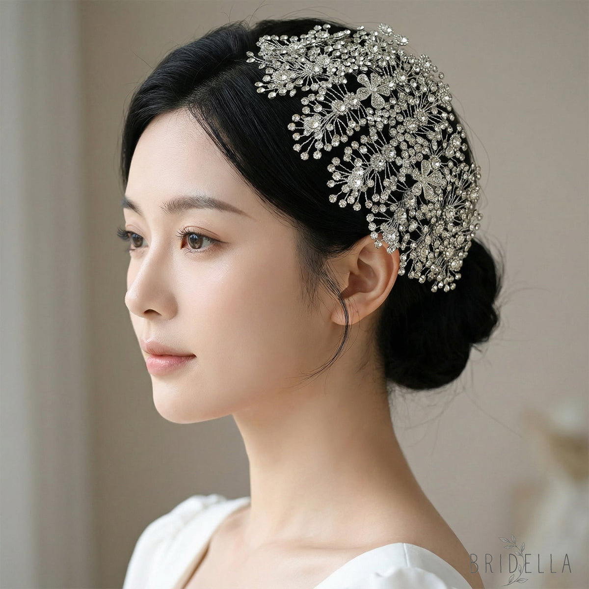 Silver Rhinestone Bridal Headband Wedding Hairpiece - Bridella BHP240-S - Silvery - HEADWEAR