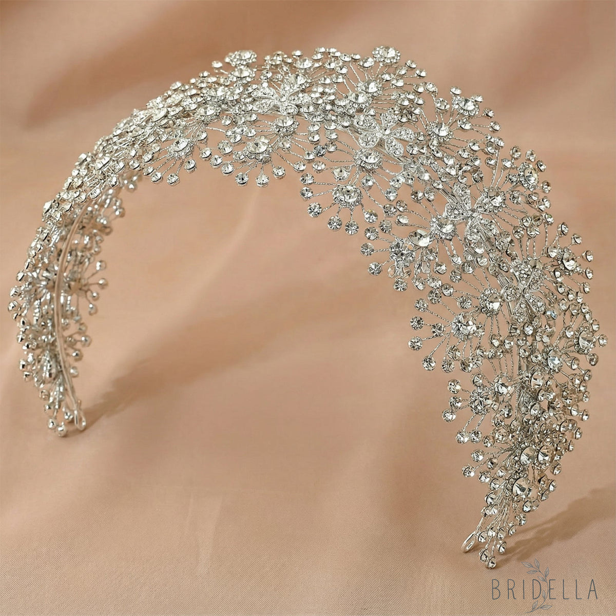Silver Rhinestone Bridal Headband Wedding Hairpiece - Bridella BHP240-S - Silvery - HEADWEAR