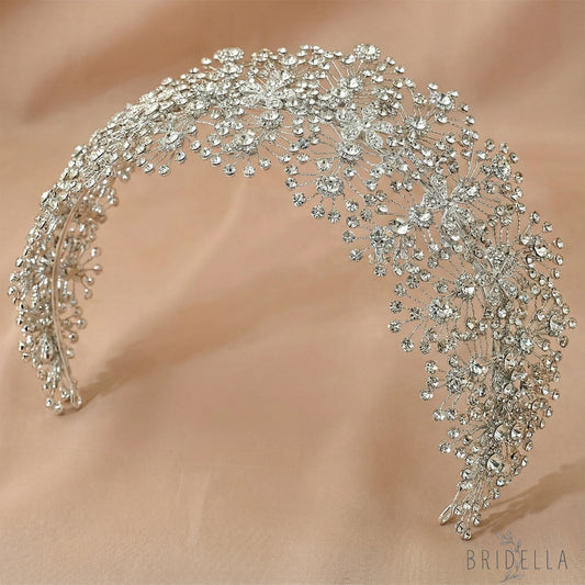 Silver Rhinestone Bridal Headband Wedding Hairpiece - Bridella BHP240-S - Silvery - HEADWEAR