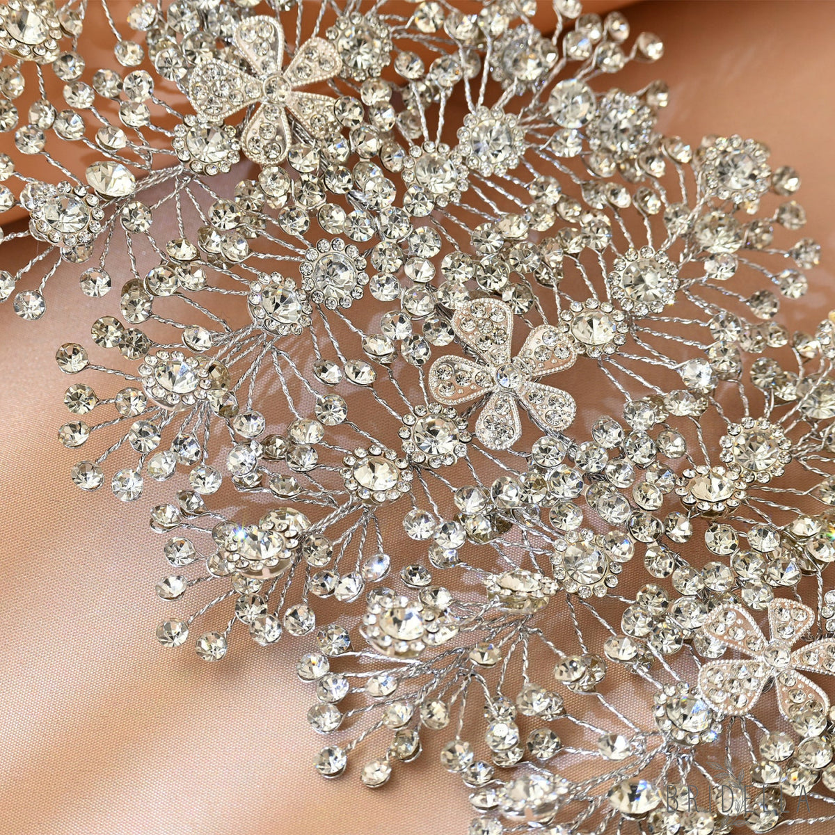 Silver Rhinestone Bridal Headband Wedding Hairpiece - Bridella BHP240-S - Silvery - HEADWEAR