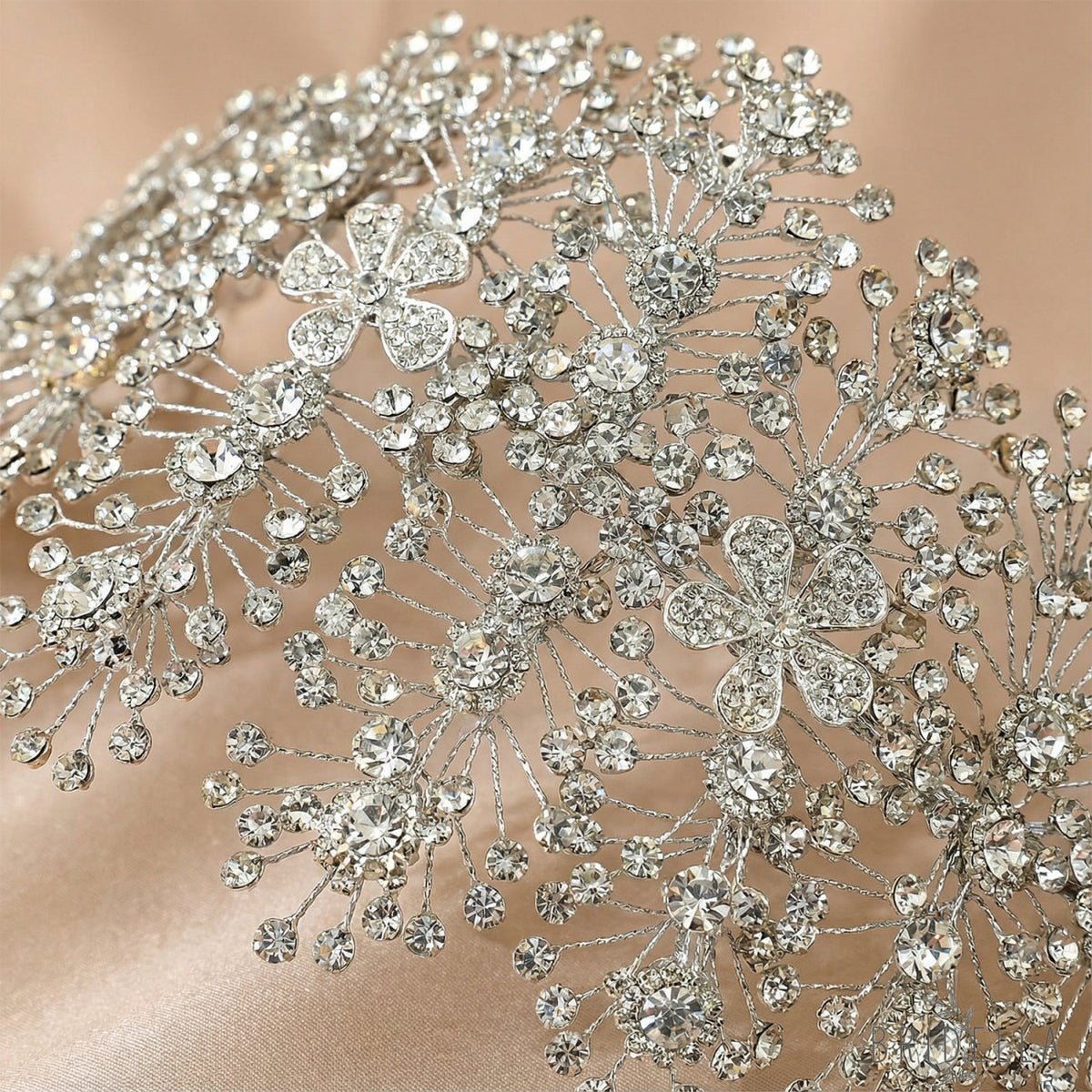 Silver Rhinestone Bridal Headband Wedding Hairpiece - Bridella BHP240-S - Silvery - HEADWEAR
