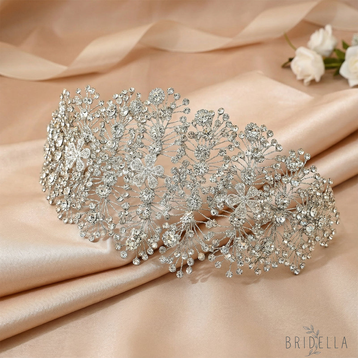 Silver Rhinestone Bridal Headband Wedding Hairpiece - Bridella BHP240-S - Silvery - HEADWEAR