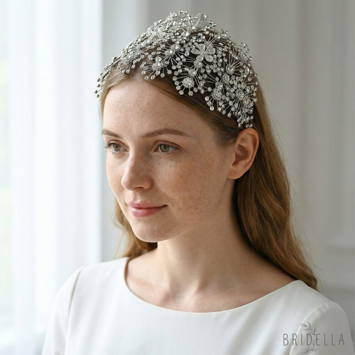 Silver Rhinestone Bridal Headband Wedding Hairpiece - Bridella BHP240-S - Silvery - HEADWEAR