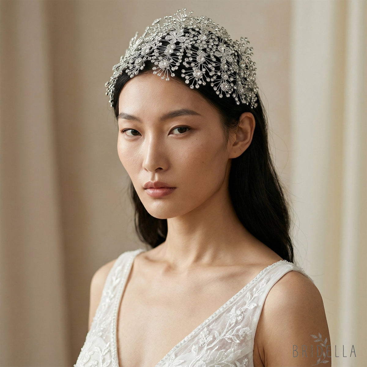 Silver Rhinestone Bridal Headband Wedding Hairpiece - Bridella BHP240-S - Silvery - HEADWEAR