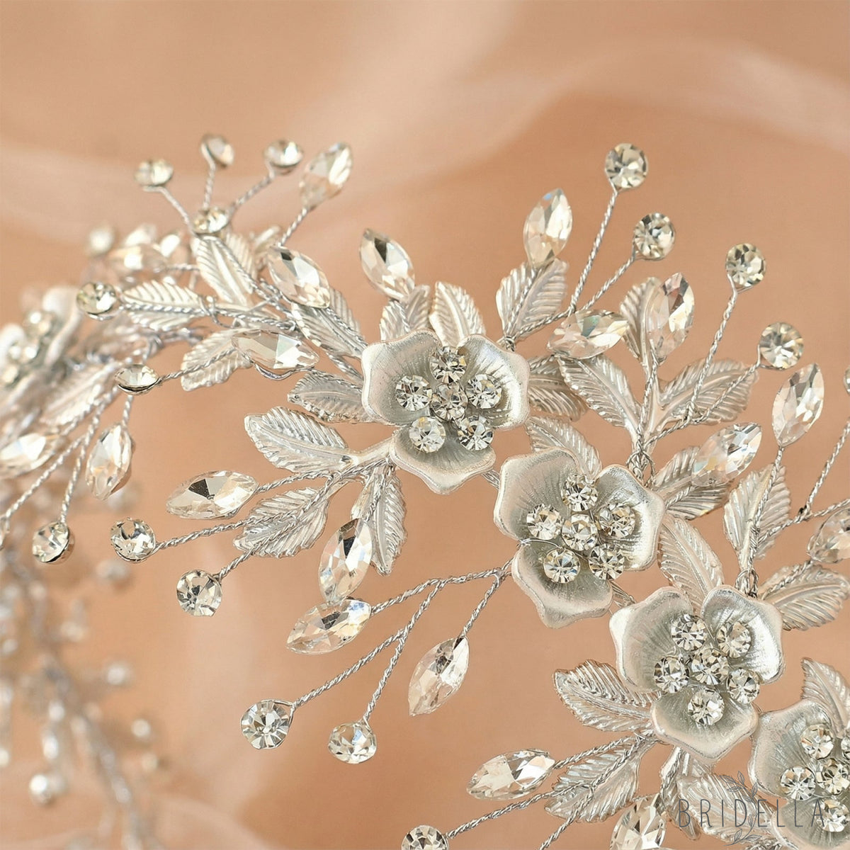 Silver Rhinestone Bridal Headband Wedding Hairpiece - Bridella BHP349-S - Silvery - HEADWEAR