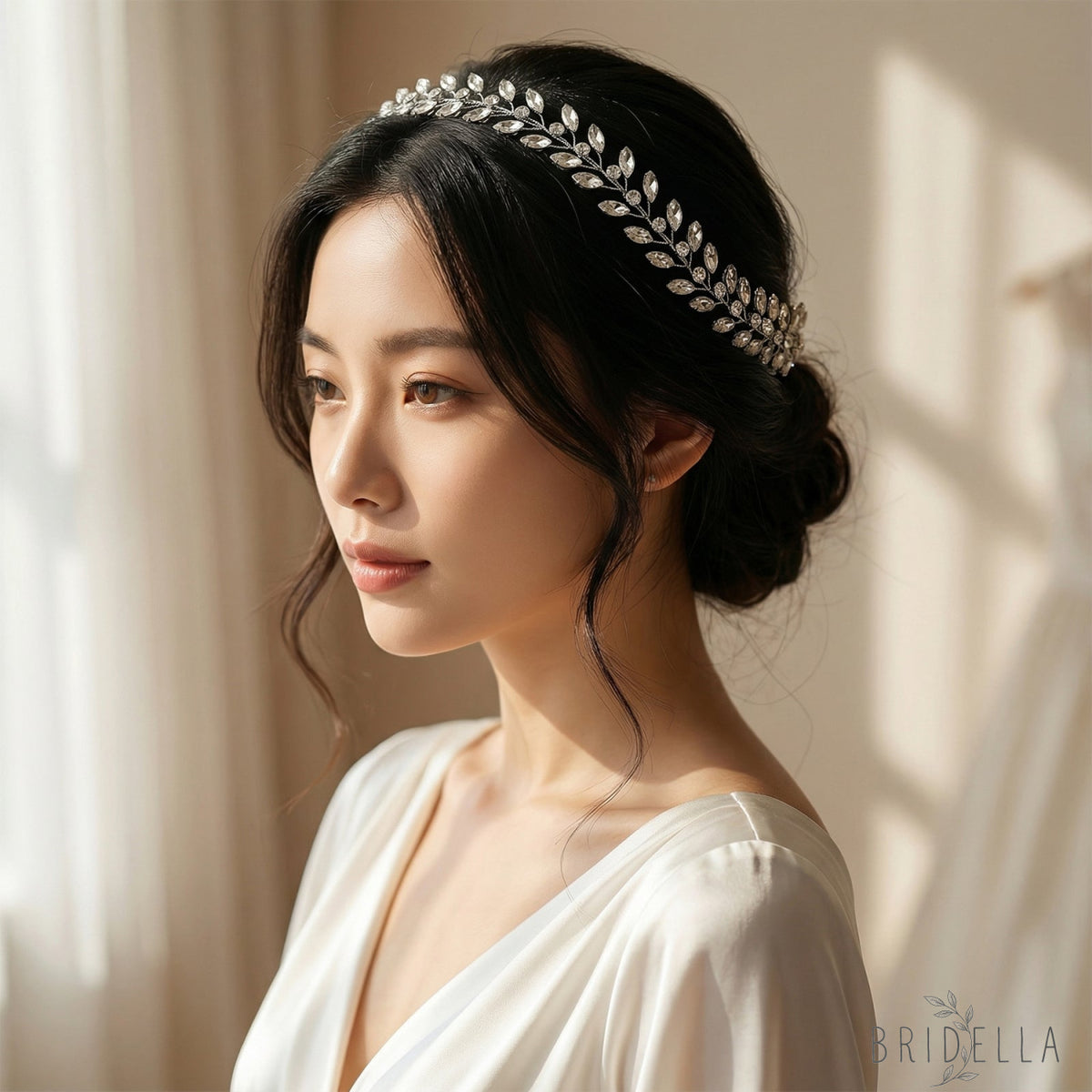 Silver Rhinestone Bridal Headband Wedding Hairpiece - Bridella BHP394 - HEADWEAR
