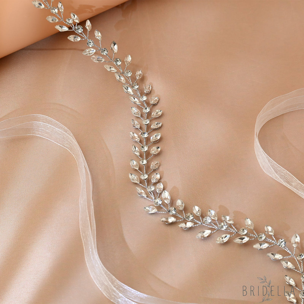 Silver Rhinestone Bridal Headband Wedding Hairpiece - Bridella BHP394 - HEADWEAR