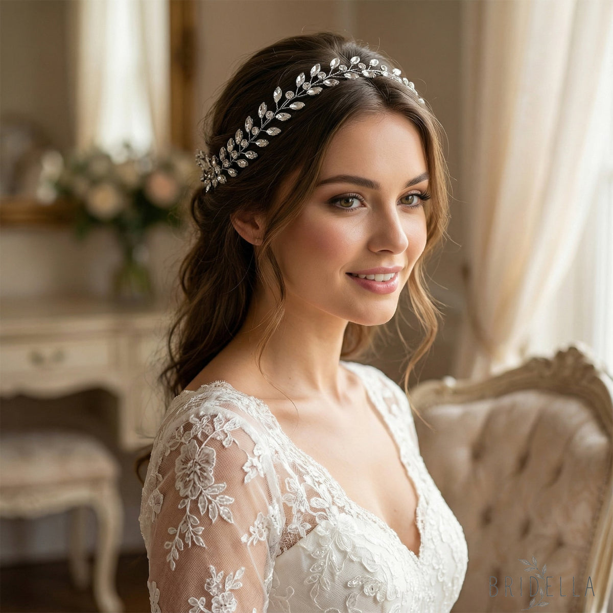 Silver Rhinestone Bridal Headband Wedding Hairpiece - Bridella BHP394 - HEADWEAR
