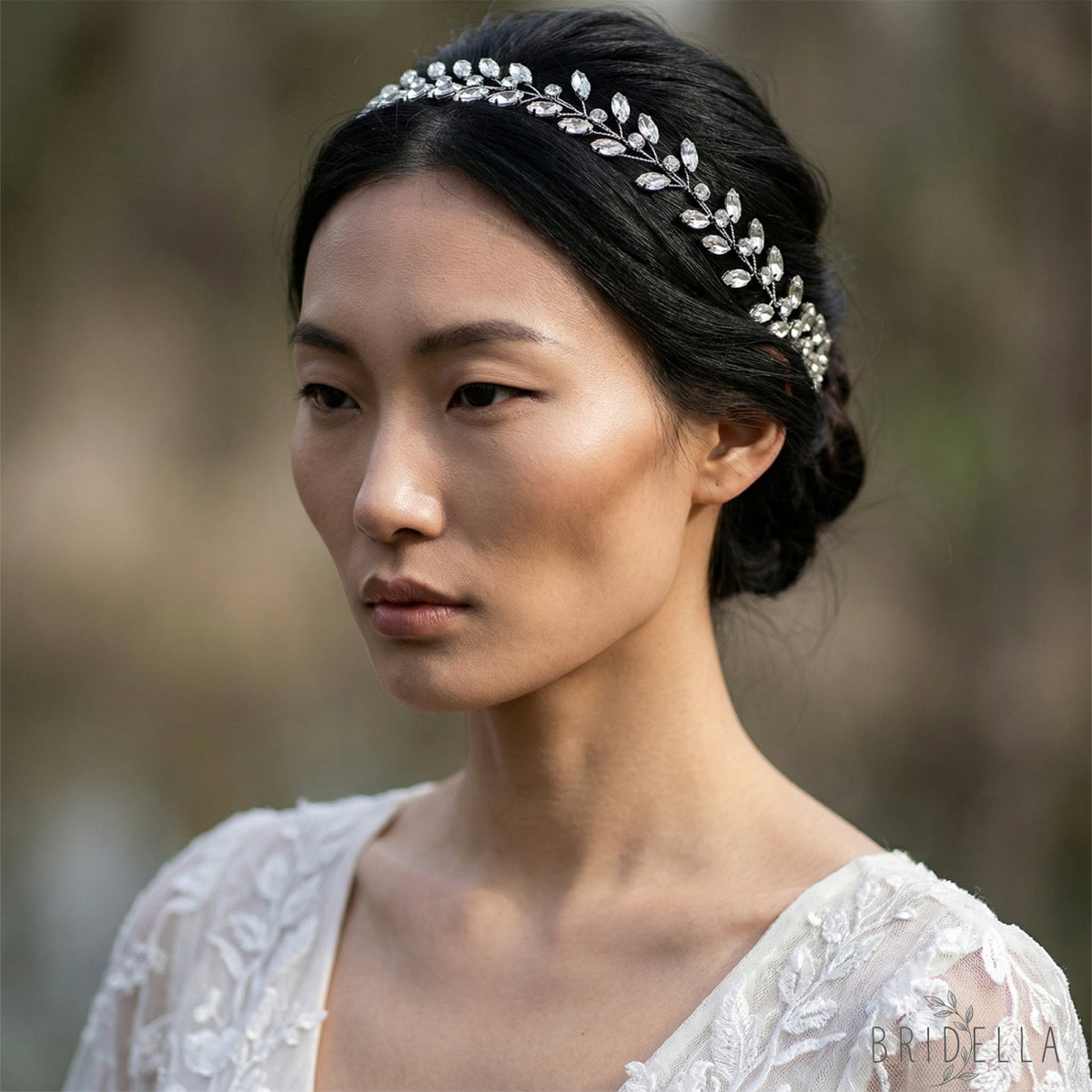 Silver Rhinestone Bridal Headband Wedding Hairpiece - Bridella BHP394 - HEADWEAR