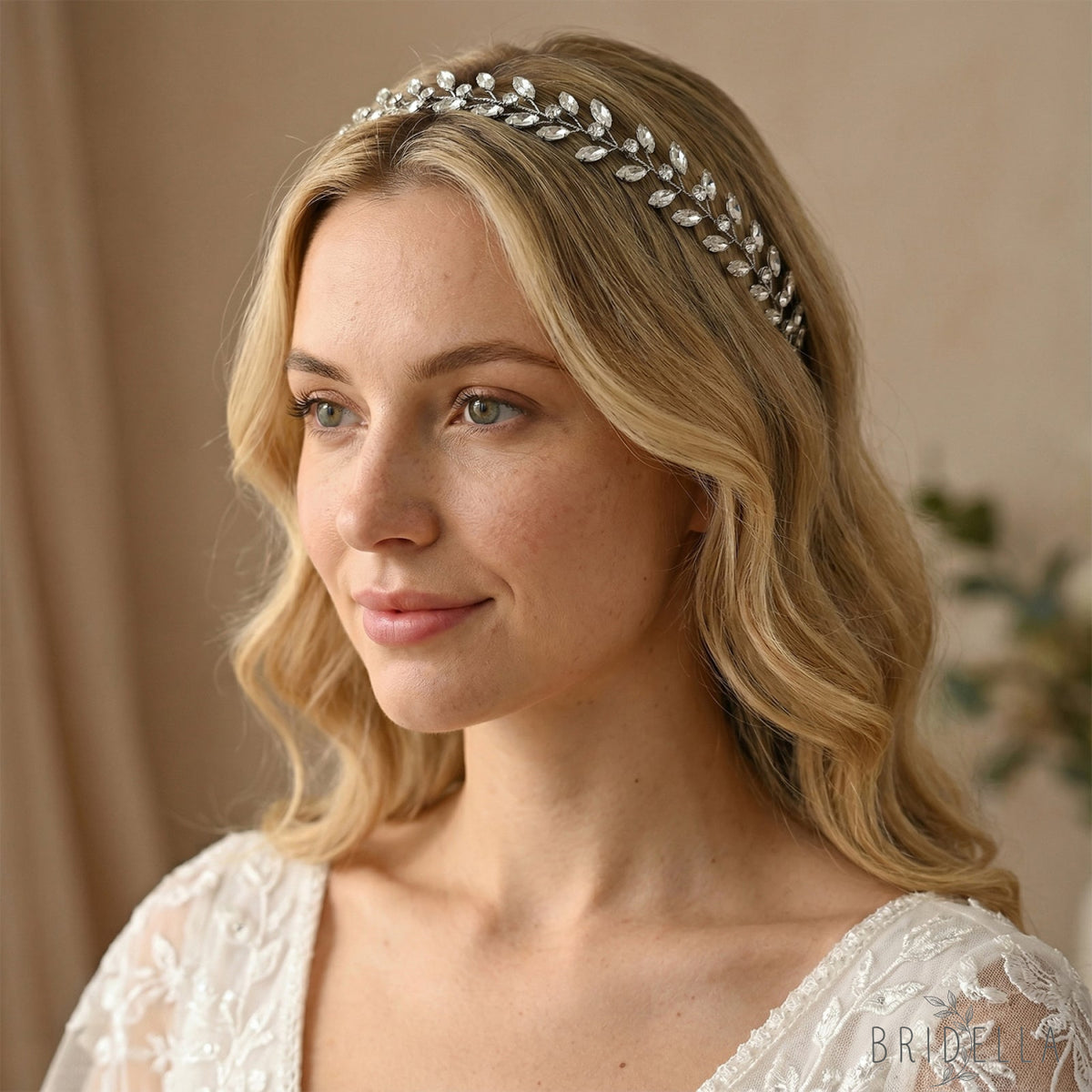 Silver Rhinestone Bridal Headband Wedding Hairpiece - Bridella BHP394 - HEADWEAR