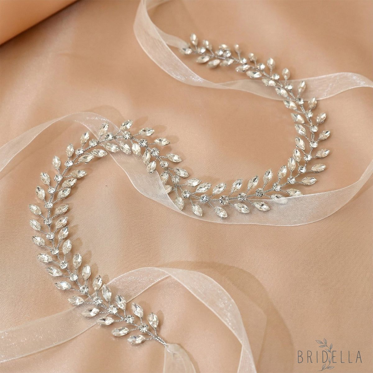 Silver Rhinestone Bridal Headband Wedding Hairpiece - Bridella BHP394 - HEADWEAR