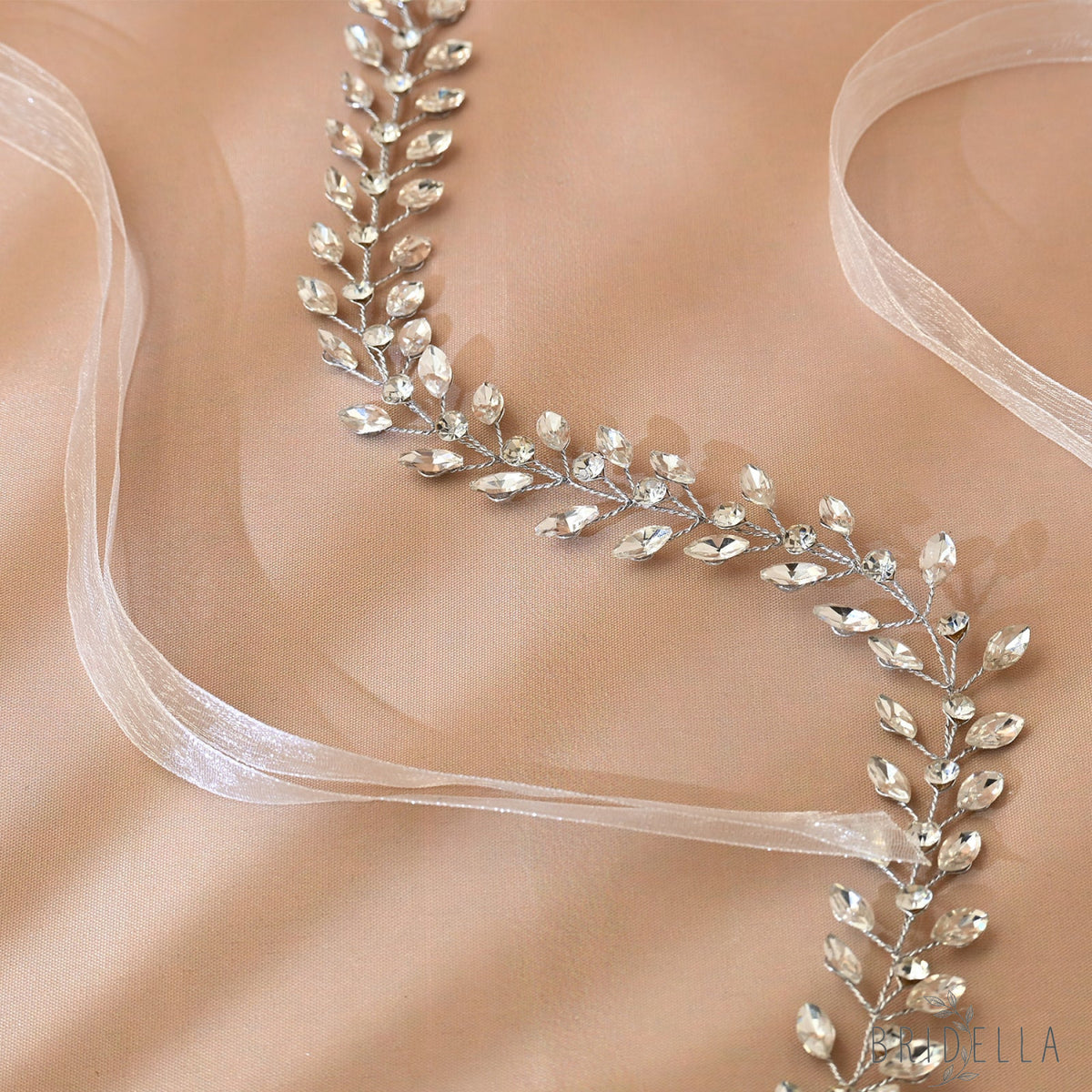 Silver Rhinestone Bridal Headband Wedding Hairpiece - Bridella BHP394 - Silvery-39.2 inches - HEADWEAR
