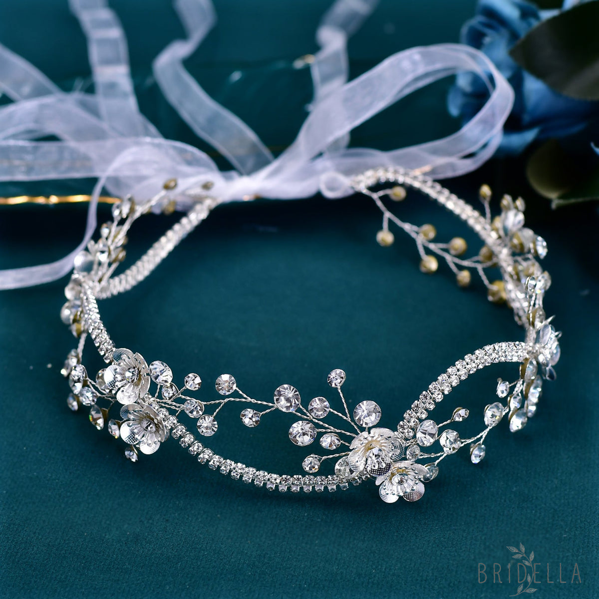 BHP573-S silver rhinestone headband