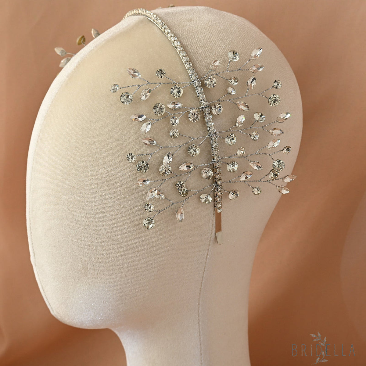 Silver Rhinestone Bridal Tiara Bridella BHP534-S - Silvery - HEADWEAR