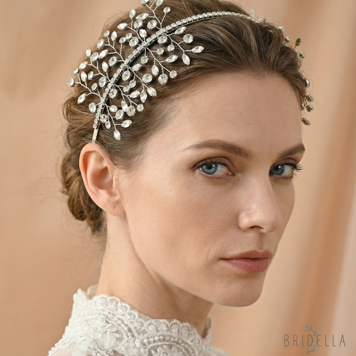 Silver Rhinestone Bridal Tiara Bridella BHP534-S - Silvery - HEADWEAR