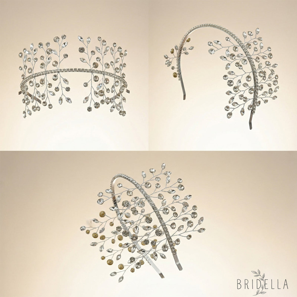 Silver Rhinestone Bridal Tiara Bridella BHP534-S - Silvery - HEADWEAR