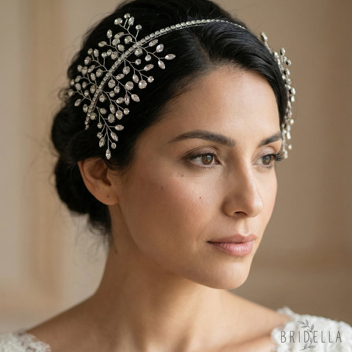 Silver Rhinestone Bridal Tiara Bridella BHP534-S - Silvery - HEADWEAR