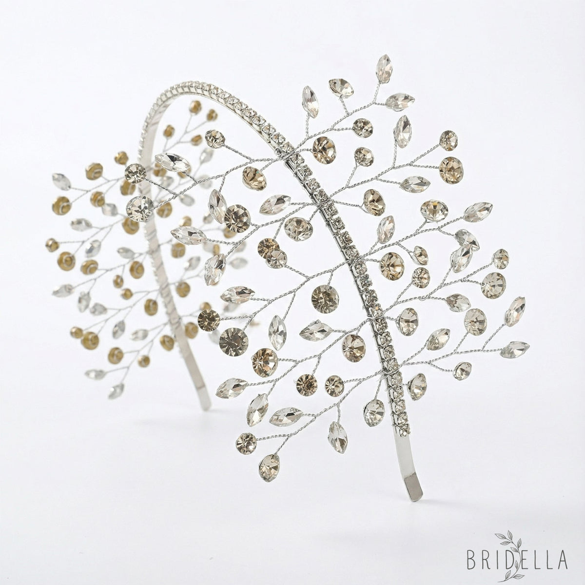 Silver Rhinestone Bridal Tiara Bridella BHP534-S - Silvery - HEADWEAR
