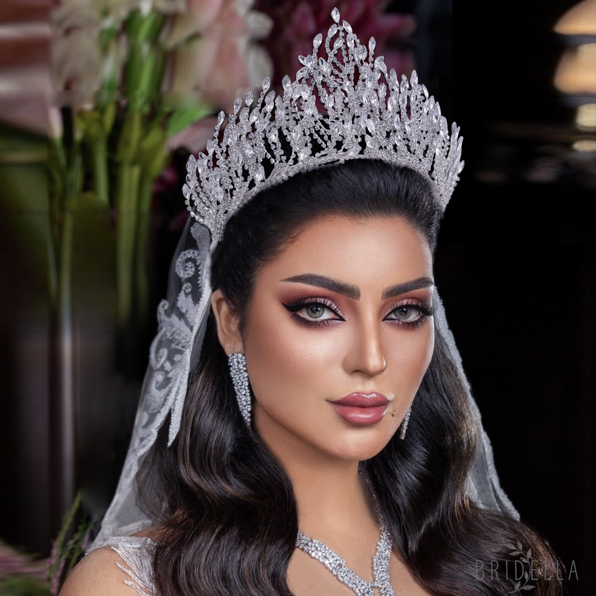 BHP374-S silver rhinestone crown