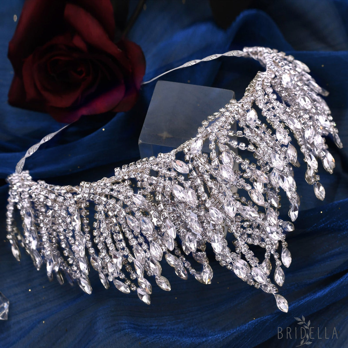 BHP374-S silver rhinestone crown