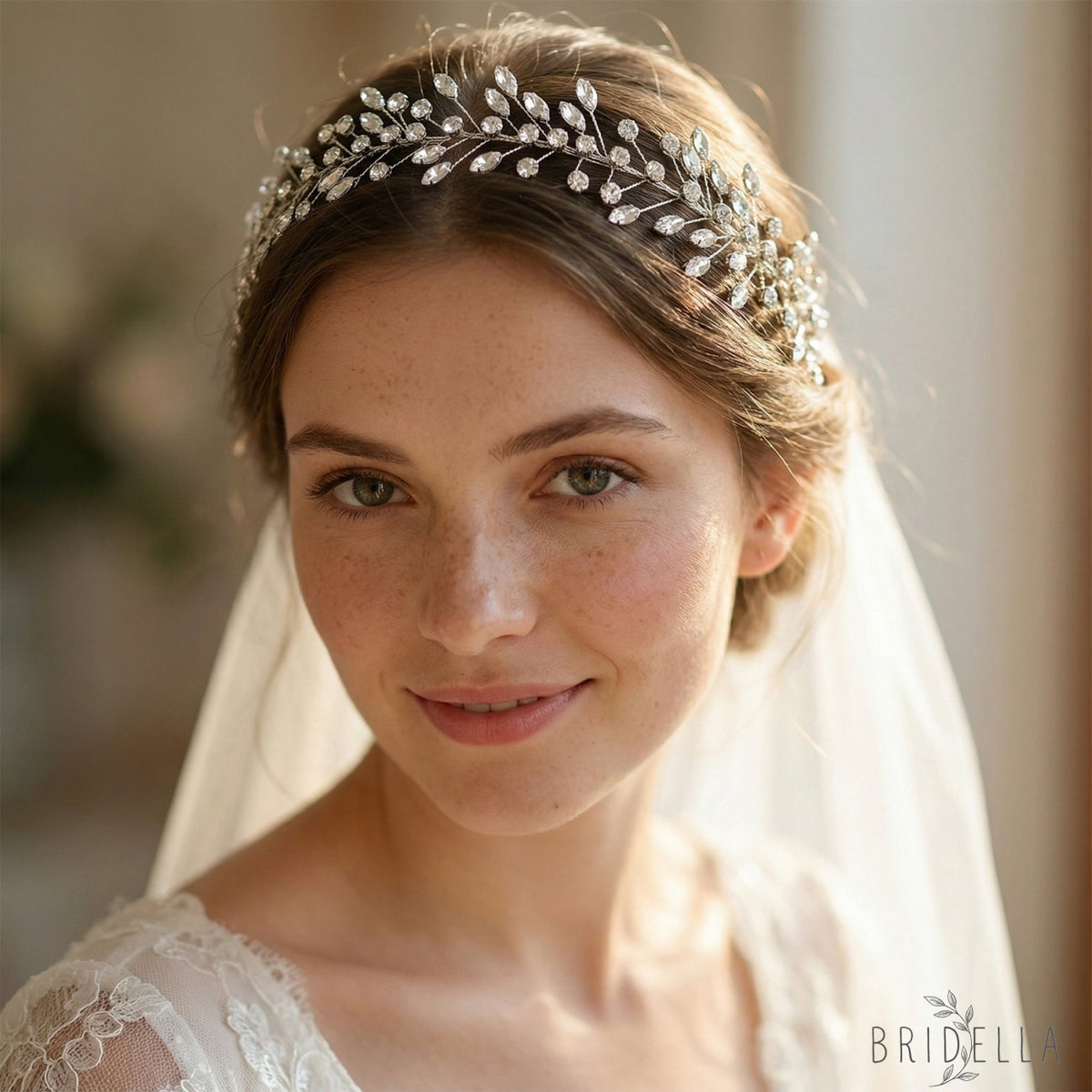 Silver Rhinestone Bridal Tiara Crown - Bridella BHP410-S - Silvery - HEADWEAR
