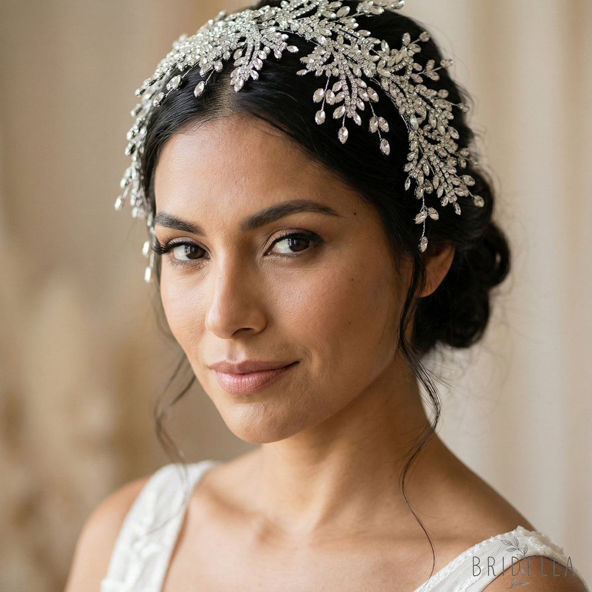 Silver Rhinestone Bridal Tiara Crown - Bridella BHP482-S - Silvery - HEADWEAR