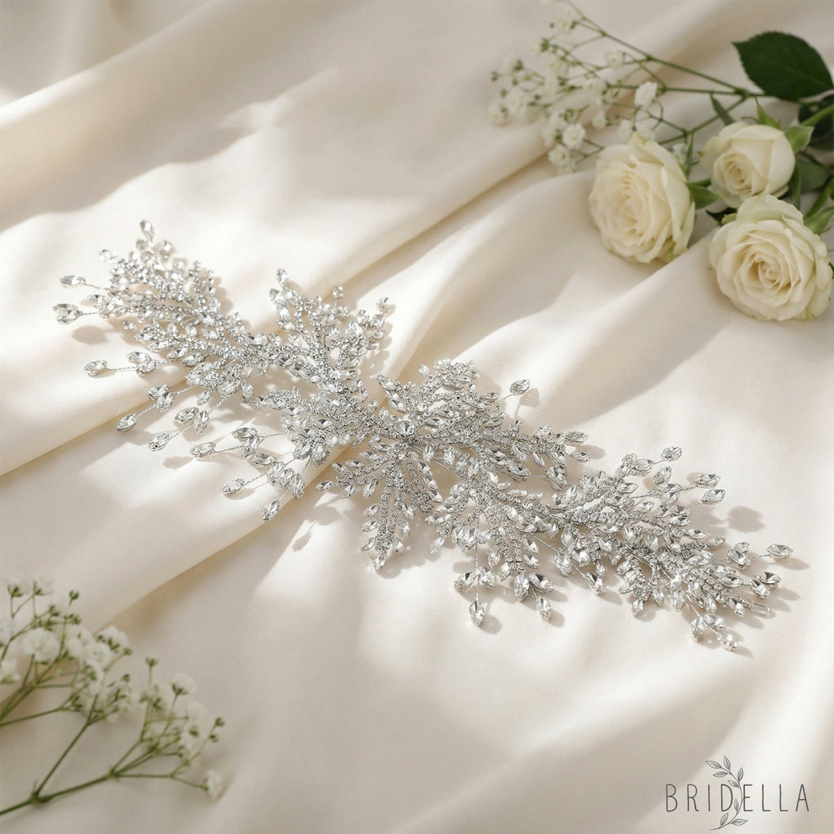 Silver Rhinestone Bridal Tiara Crown - Bridella BHP482-S - Silvery - HEADWEAR