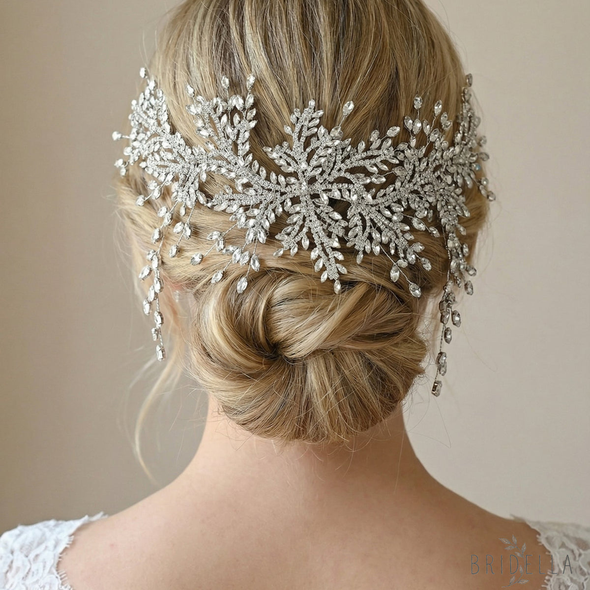 Silver Rhinestone Bridal Tiara Crown - Bridella BHP482-S - Silvery - HEADWEAR
