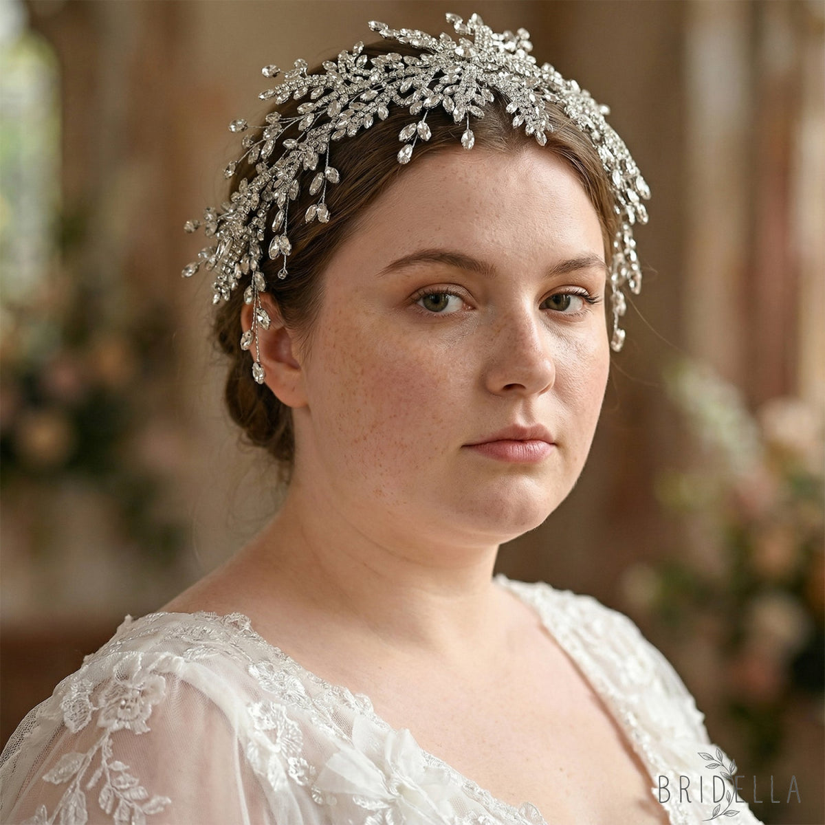 Silver Rhinestone Bridal Tiara Crown - Bridella BHP482-S - Silvery - HEADWEAR
