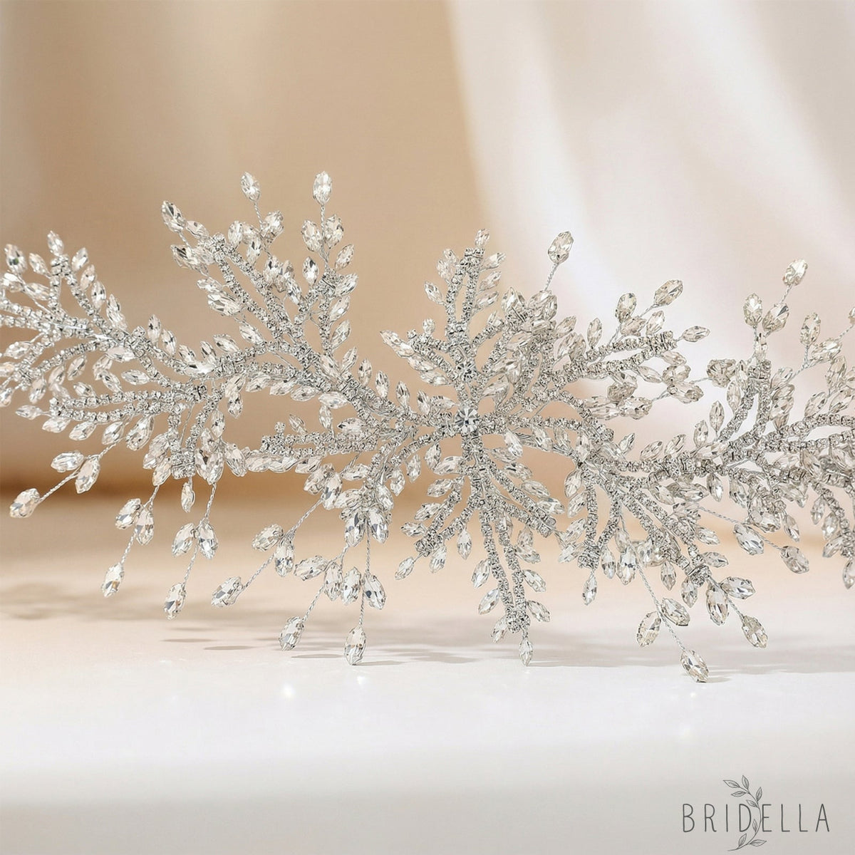 Silver Rhinestone Bridal Tiara Crown - Bridella BHP482-S - Silvery - HEADWEAR