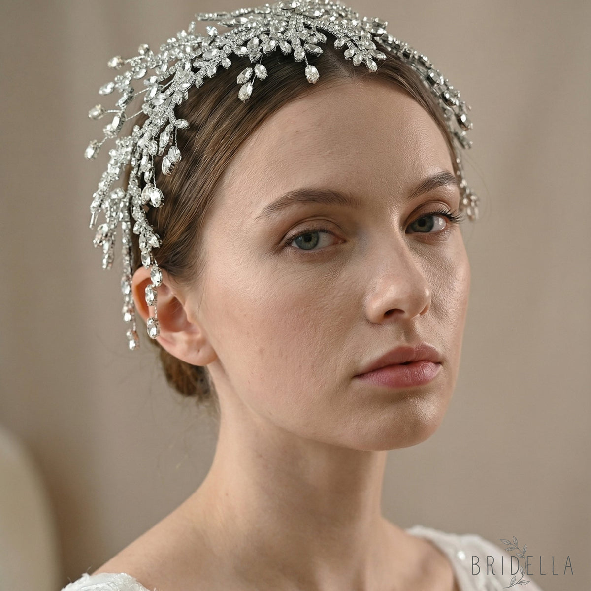 Silver Rhinestone Bridal Tiara Crown - Bridella BHP482-S - Silvery - HEADWEAR