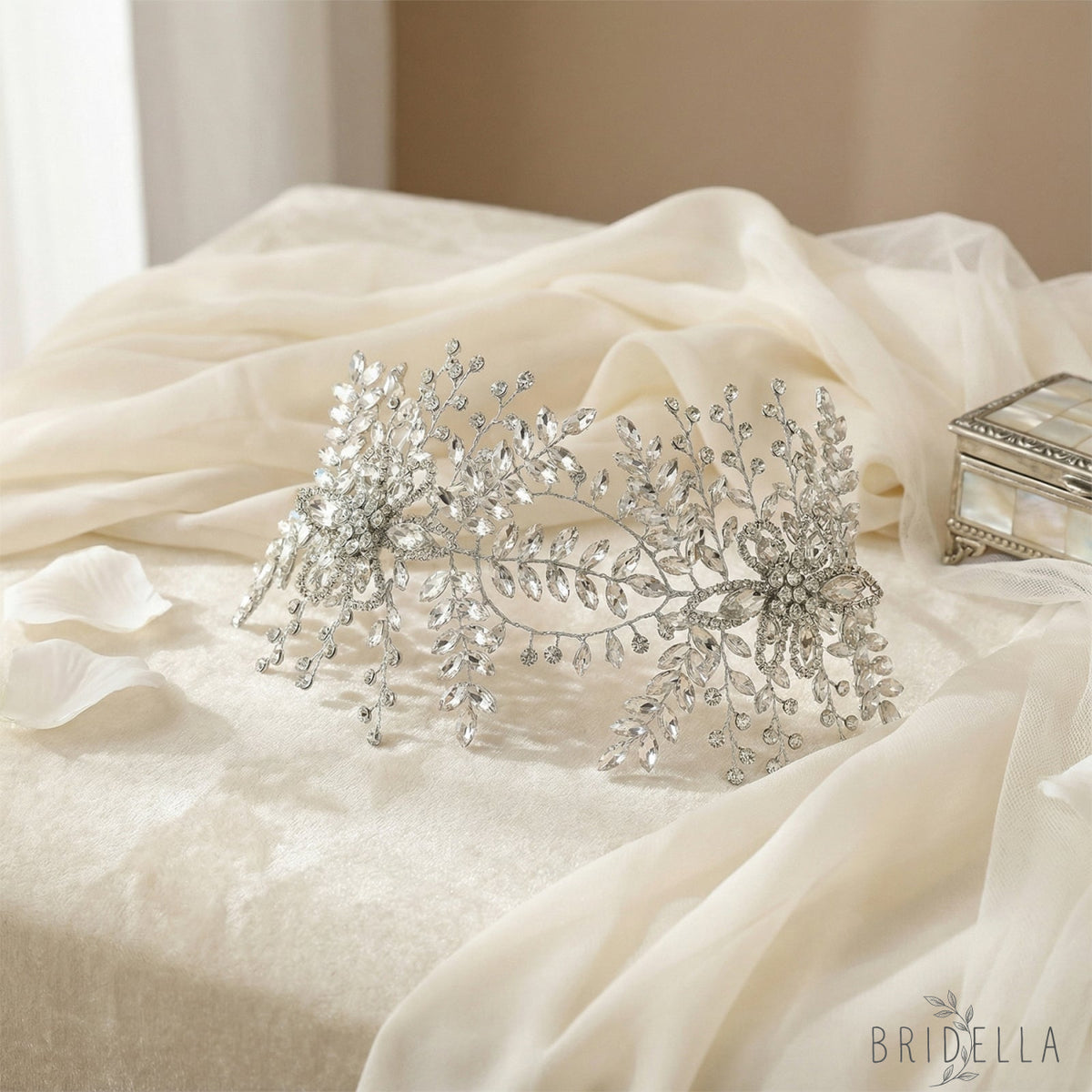 Silver Rhinestone Bridal Tiara Crown Wedding - Bridella BHP409-S - Silvery - HEADWEAR