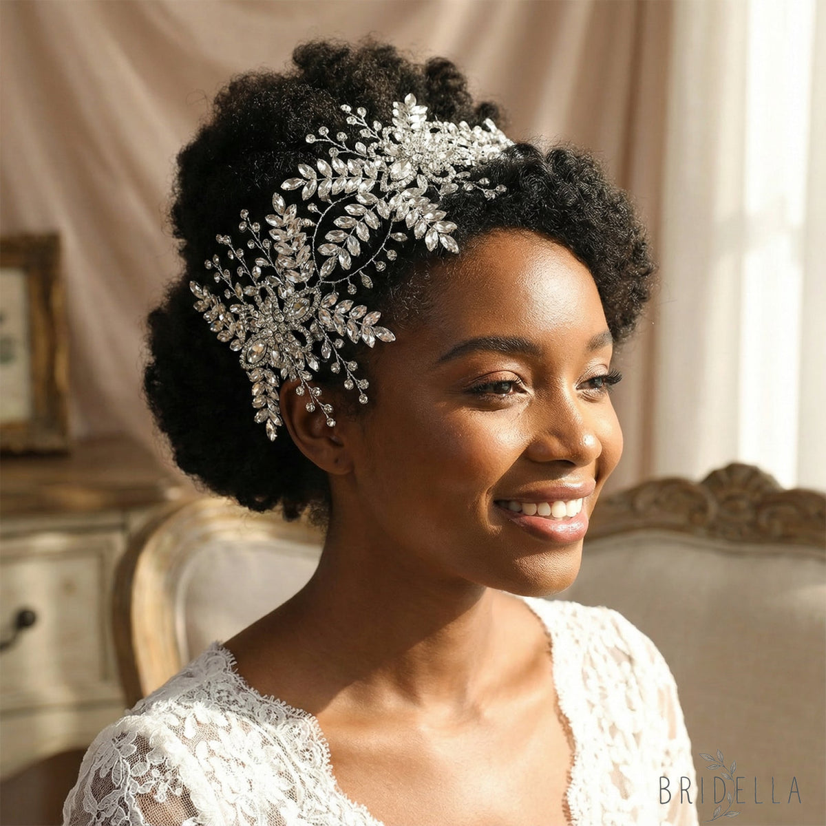 Silver Rhinestone Bridal Tiara Crown Wedding - Bridella BHP409-S - Silvery - HEADWEAR