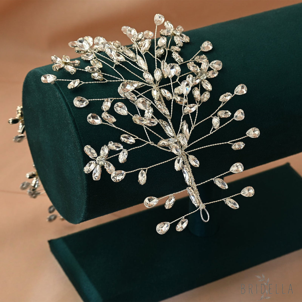 Silver Rhinestone Bridal Tiara Crown Wedding - Bridella BHP414-S - Silvery - HEADWEAR