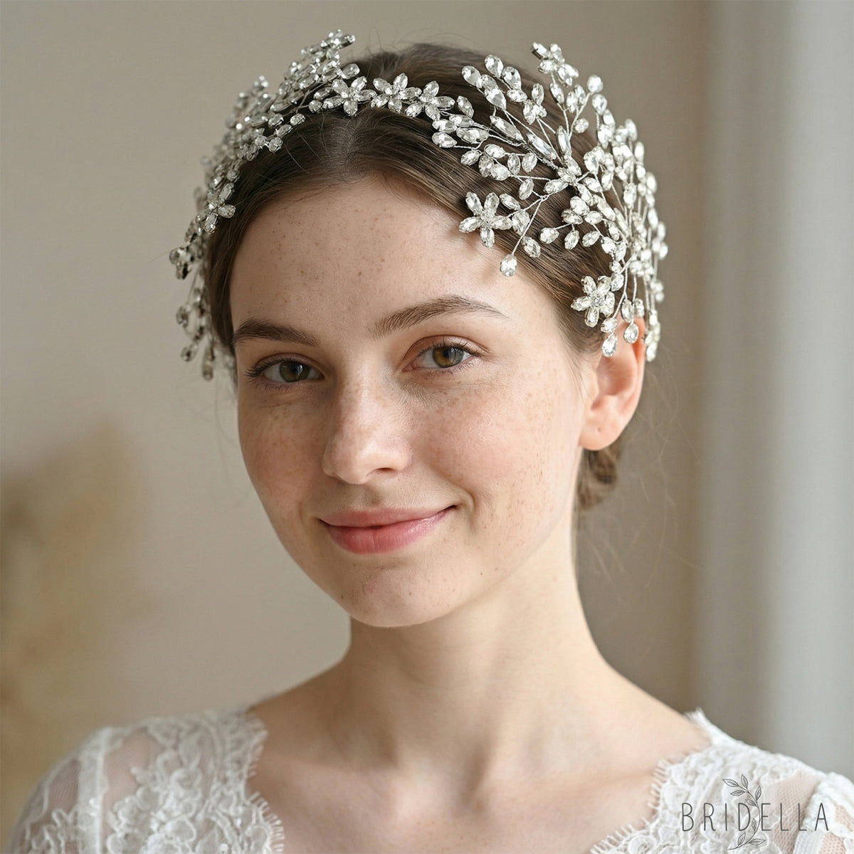Silver Rhinestone Bridal Tiara Crown Wedding - Bridella BHP414-S - Silvery - HEADWEAR